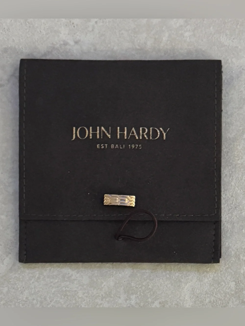 John Hardy Black Leather Jewelry Pouch with Gold Detail (4 x 4) - Picture 1 of 5